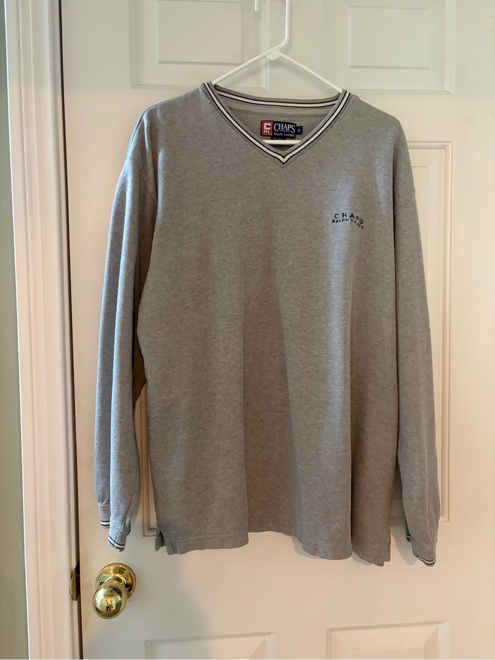 Vintage 1990s gray Chaps Ralph Lauren V-neck pullover sweater - xl